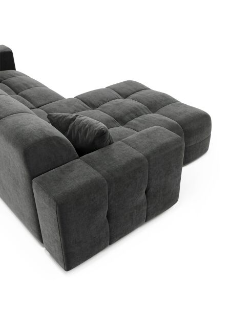 Canapé angle gauche Matis Velours gris graphite - 230x155x85 cm