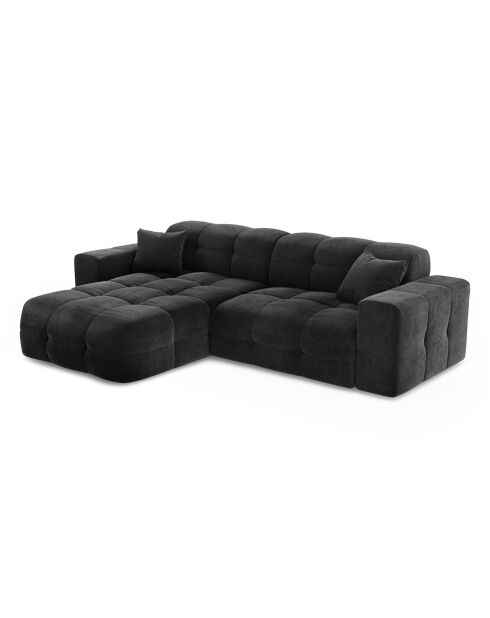 Canapé angle gauche Matis Velours noir - 230x155x85 cm
