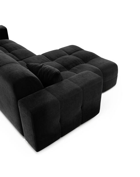 Divano angolare sinistro Matis in velluto nero - 230x155x85 cm