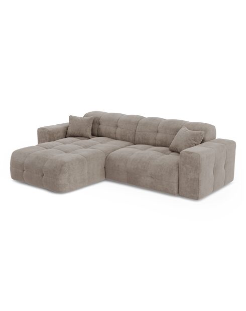 Linkes Ecksofa Matis taupefarbener Samt - 230x155x85 cm