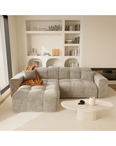 Linkes Ecksofa Matis taupefarbener Samt - 230x155x85 cm