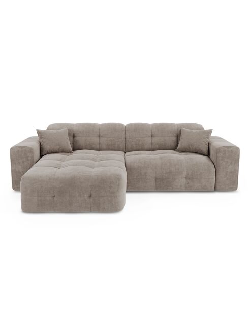 Canapé angle gauche Matis Velours taupe - 230x155x85 cm