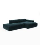 Canapé angle droit 260cm Mia Velours bleu paon  - 260x150x70 cm