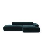 Canapé angle droit 260cm Mia Velours bleu paon  - 260x150x70 cm