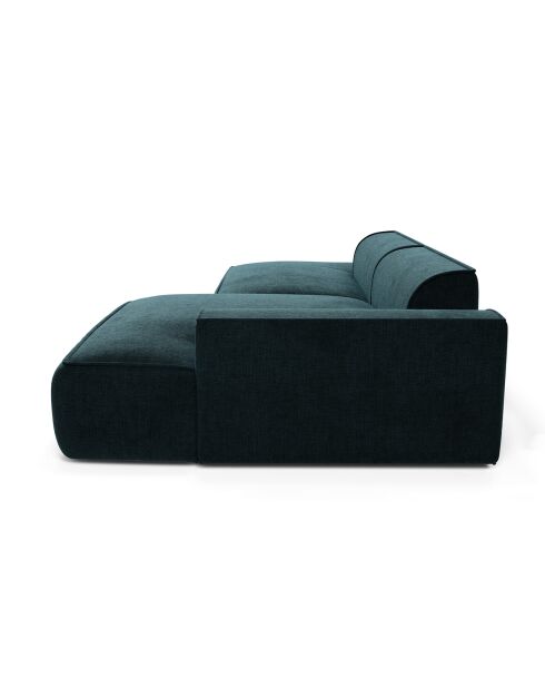 Canapé angle droit 260cm Mia Velours bleu paon  - 260x150x70 cm