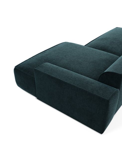 Canapé angle droit 260cm Mia Velours bleu paon  - 260x150x70 cm