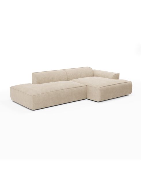 Canapé angle droit 260cm Mia Velours crème - 260x150x70 cm