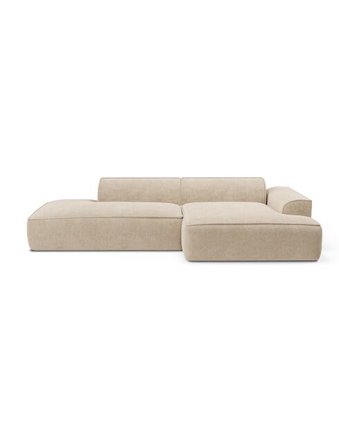 Canapé angle droit 260cm Mia Velours crème - 260x150x70 cm