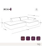 Canapé angle droit 260cm Mia Velours crème - 260x150x70 cm