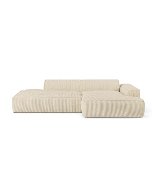 Canapé angle droit 260cm Mia Velours côtelé crème - 260x150x70 cm