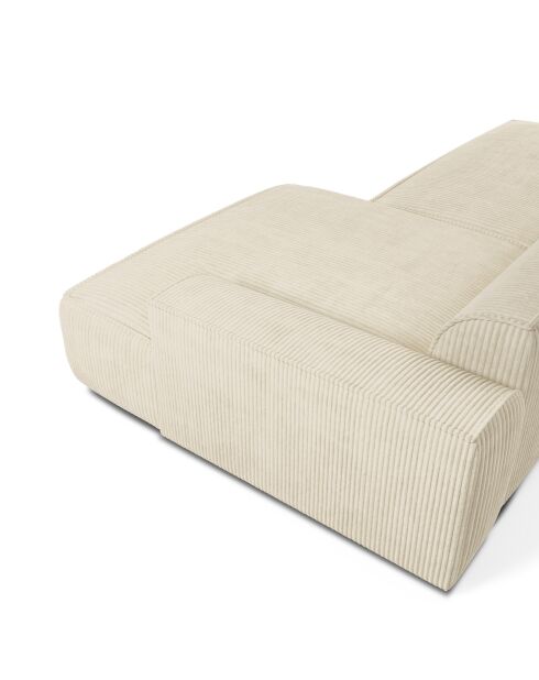 Canapé angle droit 260cm Mia Velours côtelé crème - 260x150x70 cm