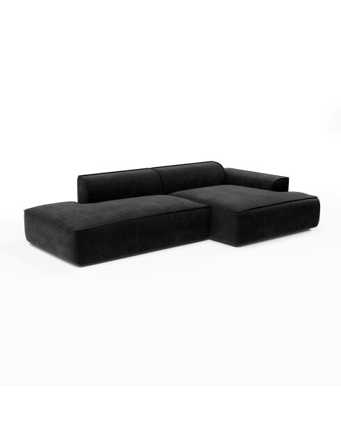 Mia Rechtwinkliges Sofa, 260 cm, dunkles Anthrazitfarbenes Velours — 260 x 150 x 70 cm