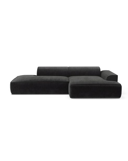 Mia Rechtwinkliges Sofa, 260 cm, dunkles Anthrazitfarbenes Velours — 260 x 150 x 70 cm