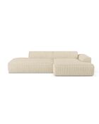 Canapé angle droit 300cm Mia Velours Côtelé crème - 300x155x80 cm