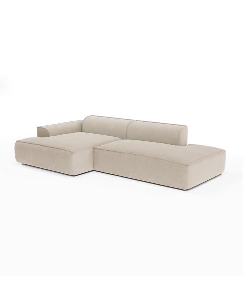 Canapé angle gauche 260cm Mia Tissu tramé crème - 260x150x70 cm