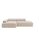 Canapé angle gauche 260cm Mia Tissu tramé crème - 260x150x70 cm