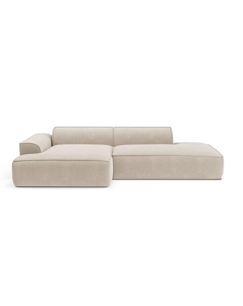 Canapé angle gauche 260cm Mia Tissu tramé crème - 260x150x70 cm