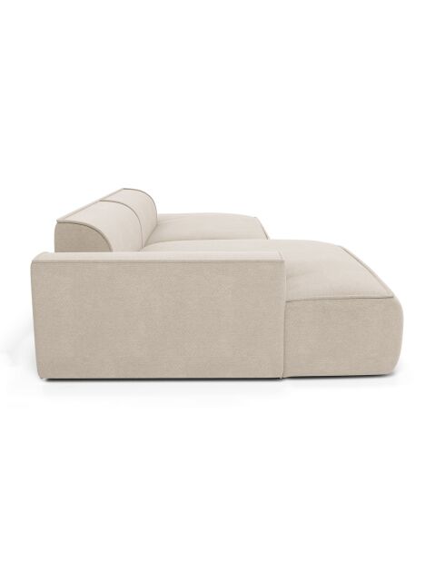 Canapé angle gauche 260cm Mia Tissu tramé crème - 260x150x70 cm