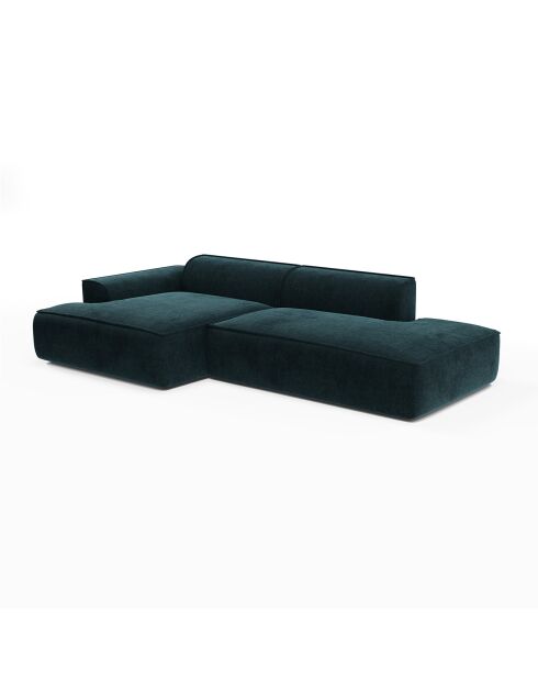 Canapé angle gauche 260cm Mia Velours bleu paon  - 260x150x70 cm