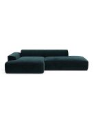 Canapé angle gauche 260cm Mia Velours bleu paon  - 260x150x70 cm