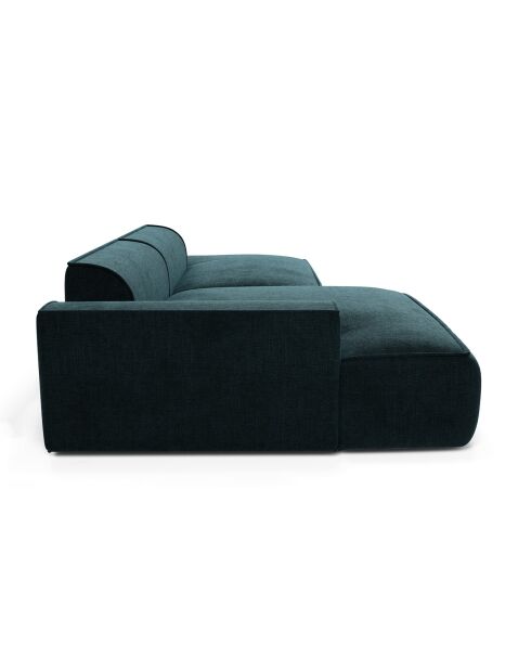 Canapé angle gauche 260cm Mia Velours bleu paon  - 260x150x70 cm
