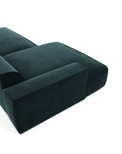 Canapé angle gauche 260cm Mia Velours bleu paon  - 260x150x70 cm