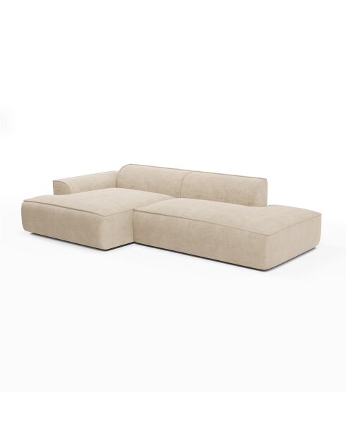 Canapé angle gauche 260cm Mia Velours crème - 260x150x70 cm