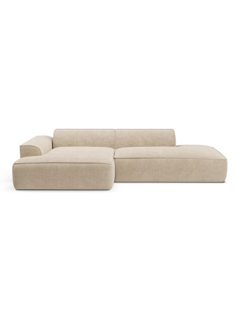 Canapé angle gauche 260cm Mia Velours crème - 260x150x70 cm