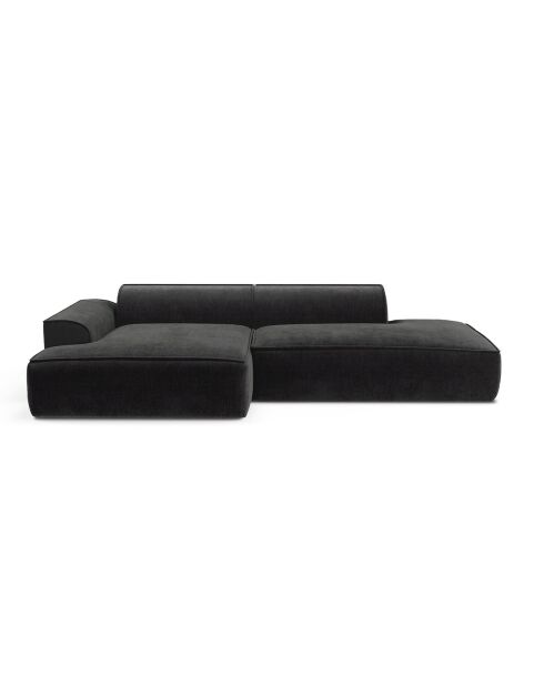 Linkes Ecksofa 260 cm Mia aus dunklem anthrazitfarbenem Samt - 260x150x70 cm