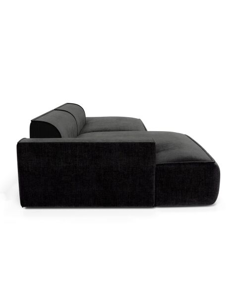 Linkes Ecksofa 260 cm Mia aus dunklem anthrazitfarbenem Samt - 260x150x70 cm