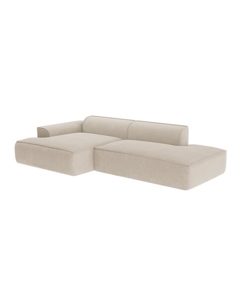 Canapé angle gauche 300cm Mia Tissu Tram crème - 300x155x80 cm