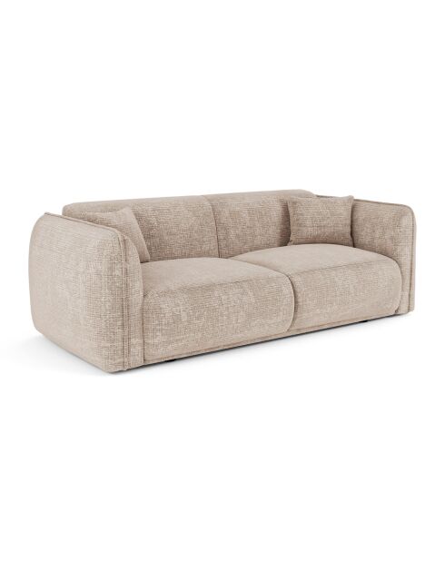 Canapé 3 places Oslo Velours gaufré beige - 206x90x72.5 cm