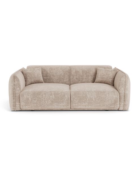 Canapé 3 places Oslo Velours gaufré beige - 206x90x72.5 cm