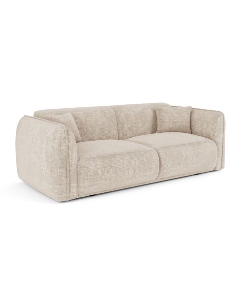 Oslo 3-Sitzer-Sofa aus cremefarbenem, geprägtem Samt — 206 x 90 x 72,5 cm