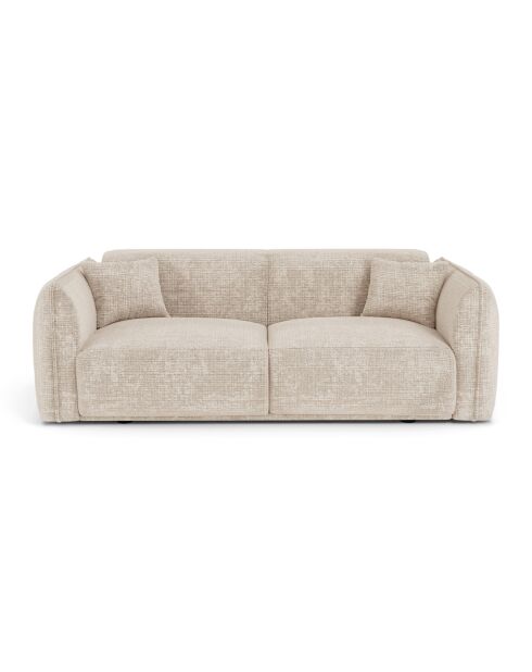 Oslo 3-Sitzer-Sofa aus cremefarbenem, geprägtem Samt — 206 x 90 x 72,5 cm