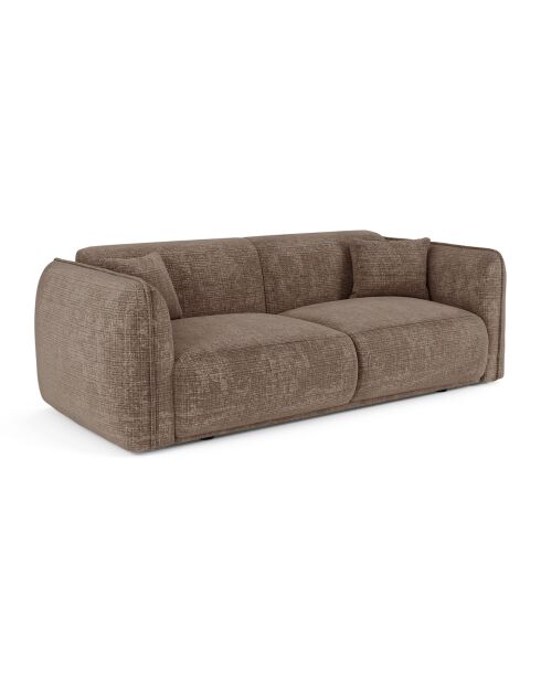 Canapé 3 places Oslo Velours gaufré taupe - 206x90x72.5 cm