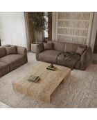 Canapé 3 places Oslo Velours gaufré taupe - 206x90x72.5 cm
