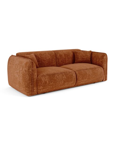 Oslo 3-Sitzer-Sofa aus Terrakotta mit geprägtem Samt — 206 x 90 x 72,5 cm