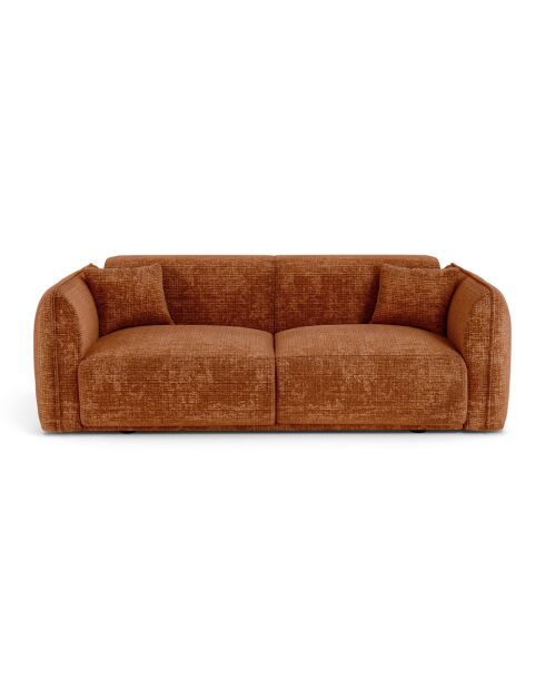 Oslo 3-Sitzer-Sofa aus Terrakotta mit geprägtem Samt — 206 x 90 x 72,5 cm