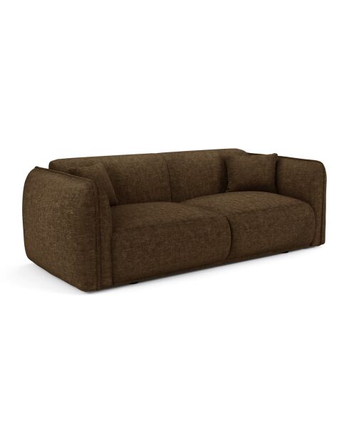 Oslo 3-Sitzer-Sofa Expresso aus braunem strukturiertem Samt - 206 x 90 x 72,5 cm