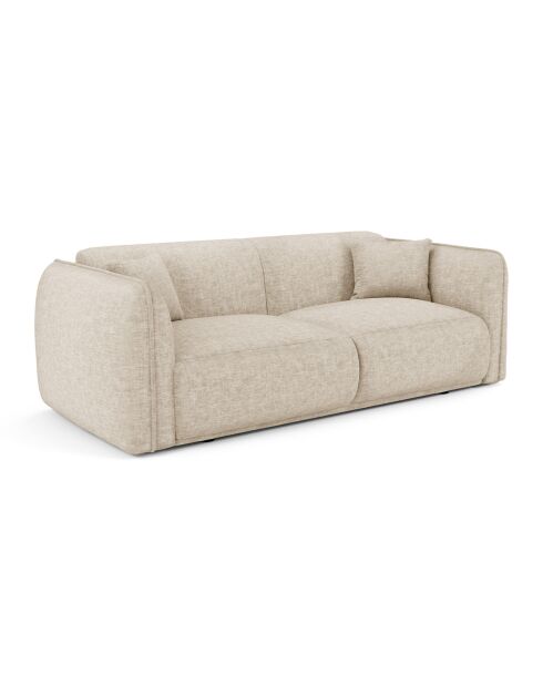 Canapé 3 places Oslo Velours texturé beige - 206x90x72.5 cm