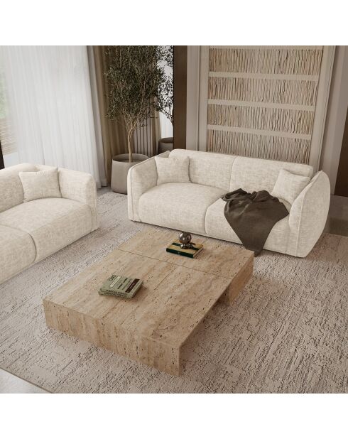 Canapé 3 places Oslo Velours texturé beige - 206x90x72.5 cm
