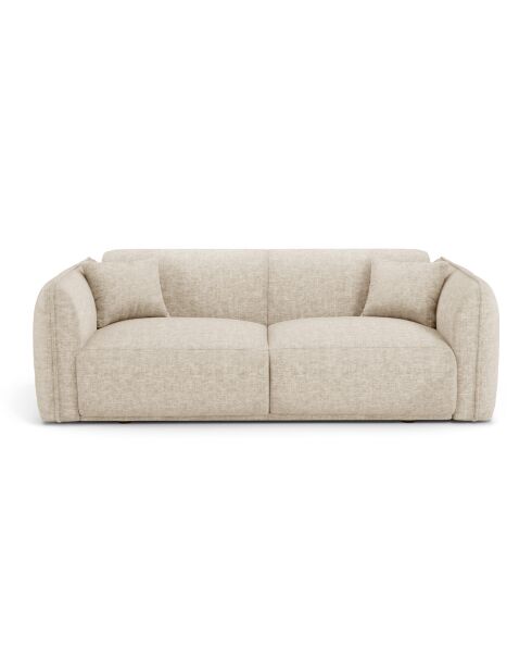 Oslo 3-Sitzer-Sofa aus beigefarbenem strukturiertem Samt — 206 x 90 x 72,5 cm