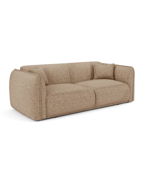 Canapé 3 places Oslo Velours texturé taupe - 206x90x72.5 cm