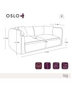 Canapé 3 places Oslo Velours texturé vert vintage - 206x90x72.5 cm