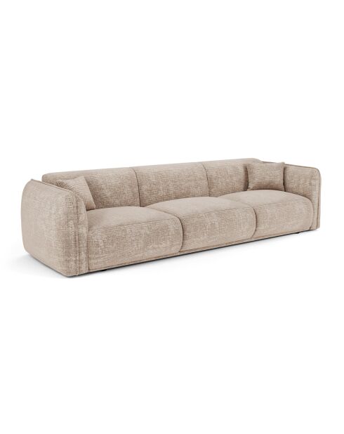 Canapé 4 places Oslo Velours gaufré beige - 235x90x72.5 cm