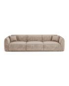 Canapé 4 places Oslo Velours gaufré beige - 235x90x72.5 cm