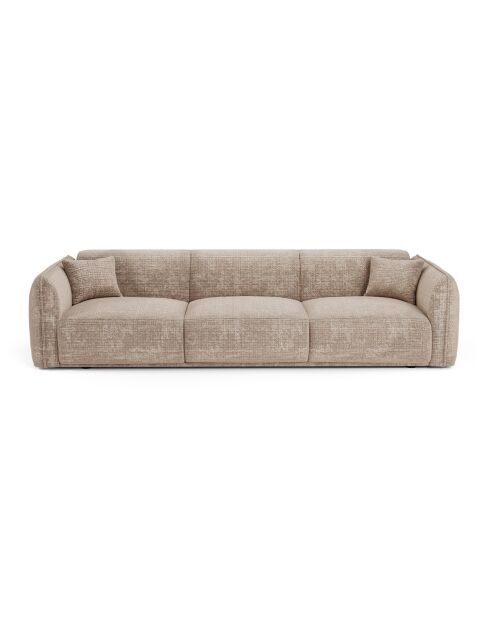Canapé 4 places Oslo Velours gaufré beige - 235x90x72.5 cm