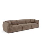 Canapé 4 places Oslo Velours gaufré taupe - 235x90x72.5 cm
