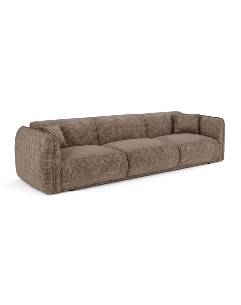 Canapé 4 places Oslo Velours gaufré taupe - 235x90x72.5 cm